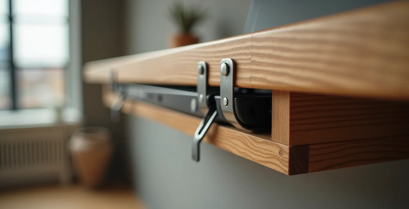 Bureau mural rabattable avec rangements intégrés dans un petit espace canadien