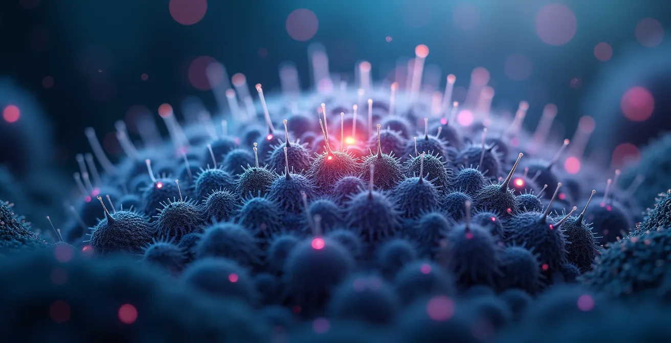 Vue macro artistique évoquant l'activité cérébrale pendant le sommeil