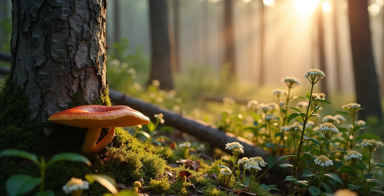 Composition minimaliste de plantes boréales canadiennes antioxydantes dans leur environnement naturel